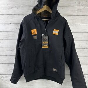 Ariat Rebar Sherpa Stretch Dura Canvas Jacket‎ Black Mens Medium Hooded NWT